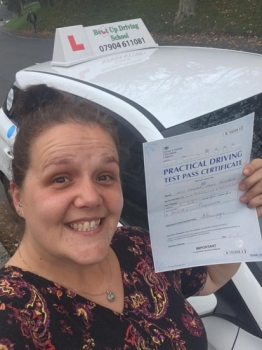 So this happened today!!!  After 2 years, 2 house moves, a new baby and lots of tears, Jo Mumford passed her driving test on the first attempt!  <br />
I am so proud of this lady.  She deserves every happiness and I’m thrilled to have been the instructor she chose to share her journey. <br />
It’s not the end. “Believe and you can achieve!! “